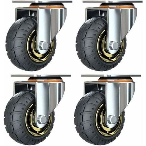TRIP Kit de 4 roues universelles de 3 pouces sans freins Roues de chariot silencieux Roues universelles oulettes Pivotantes 75mm Roues Plaques Industrielles Transport Roulettes pour me (1/5)