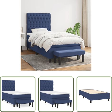 Matratze - Boxspringbett mit Matratze Blau 100x200 cm Stoff (1/5)