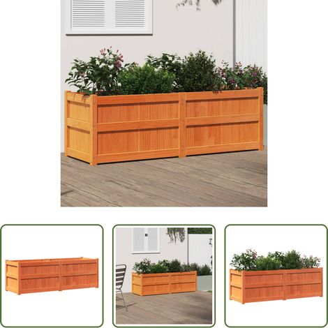 Bac à fleurs - Jardinière cire marron 150x50x50 cm bois de pin massif (1/5)
