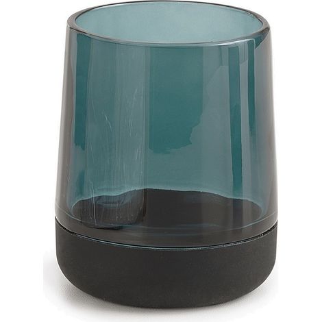 Portaspazzolini Nicole vert en verre et silicone Ø 8,4 x 10,3 cm