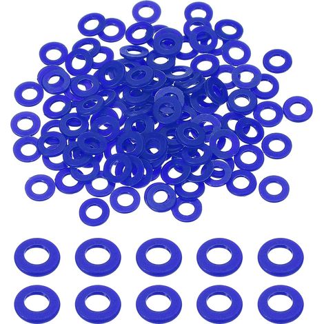 120 Pcs Rondelles Plates En Nylon 4mm ID 8mm OD 1mm Épais Bleu (1/5)