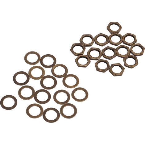 Muttern-Unterlegscheiben-Set Instrumentenbuchsen-Anschlussbefestigungen für E-Gitarre, Bass, M9-Innengewinde, Bronze (1/5)