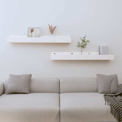 vidaXL Wall Shelves 2 pcs White 80x12x9 cm Solid Wood Pine (1/5)