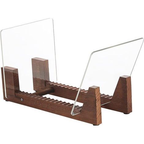 Wooden Vinyl Record Storage Rack - Display Stand Holds Up to 50 Albums, DVDs, and CDs - Brown (1/5)