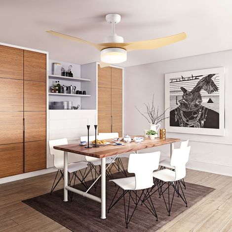 Irovami Ventilateur de plafond DC 20,5 W – Diamètre 132 cm, télécommande, LED 3 couleurs, 6 vitesses, moteur réversible – Pour salon, chambre (1/5)