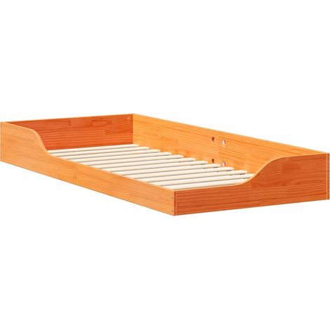 vidaXL Estructura de cama Marrón cera 100 x 210 cm (1/5)