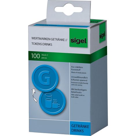 SIGEL WM007 Contromarche Bevande di plastica, motivo a rilievo sul davanti e lettera "G" sul retro, 25 mm, azzurro, 100 pz (1/4)