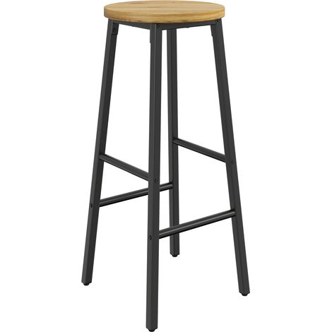 CHICFURN Set de bar para cocina con mesa isla, almacenaje lateral, cajones y 2 taburetes negros, diseño en metal y efecto madera, ideal para cocina moderna (1/5)