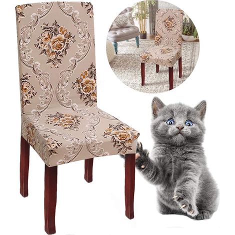 Housses de chaises, lot de 4 ou 6, élastiques et universelles pour chaises de salle à manger (1/5)