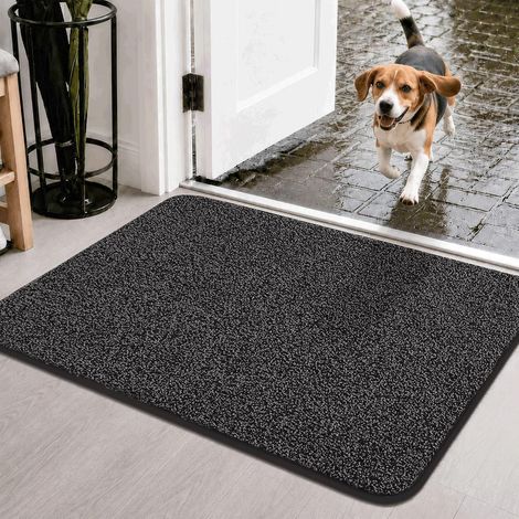 Paillasson Extérieur Entrée Antidérapant et Lavable, Tapis Absorbant pour Chien, Paillasson Intérieur Doux et Pratique, Idéal pour Entrées, Couloirs et Chiens, Noir, 50 x 80 cm (1/5)