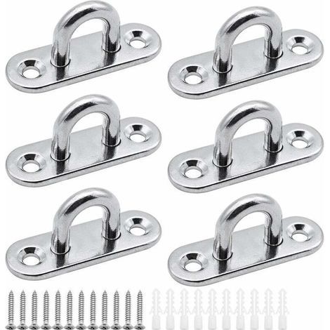 6 Stück Ösenplatten Abdeckplatte aus Edelstahl 5 mm Mastplatte Robuste Befestigungshaken für Wandhaken Hängesessel Vordach Bootszubehör usw. (1/4)