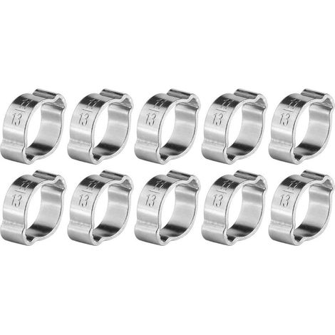 10pcs Collier de Serrage Clip à Ressort Tuyau Serre-joints à Tuyaux en Acier Inoxydable Deux-oreille(11-13Mm) (1/4)
