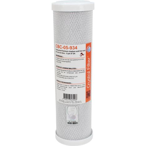 Cartouche CBC-05-934 Premium charbon actif 9''3/4 - 5 µm - Crystal Filter® (1/3)