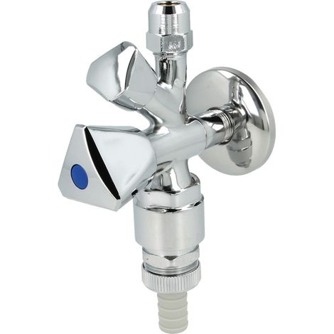 Robinet équerre combiné 3/8’’, poli, cert. PA, avec rac. à sertir et de flex.