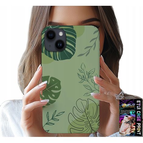 Cover per iPhone 15 con motivo a foglie verdi sul retro (1/5)