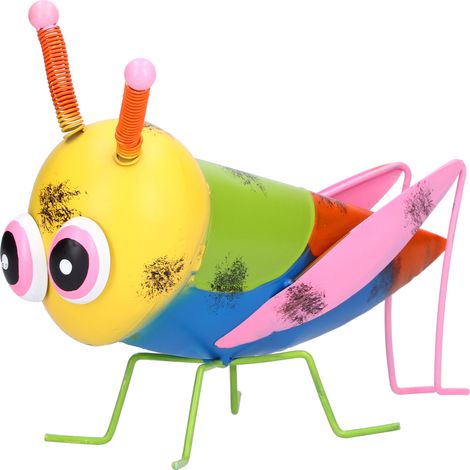 Garden Ornament Iron Material AntiCorrosion Grasshopper for Outdoor Patio Lawn Decor(Yellow )
