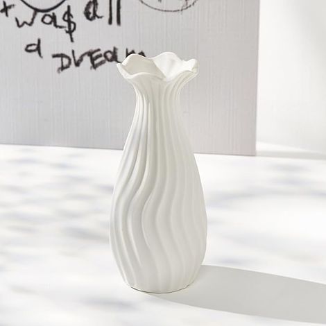 Jarrón de Cerámica Decorativo Moderno Blanco para Flores Secas y Preservadas - Decoración del Hogar, Florero para Sala de Estar, Boda, Mesa de Cena (1/5)