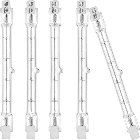 Bombillas halógenas regulables R7S de 118 mm, 300 W, 120 V, base J118 T3, doble extremo, para iluminación de trabajo, seguridad y exteriores (paquete de 5). (1/5)