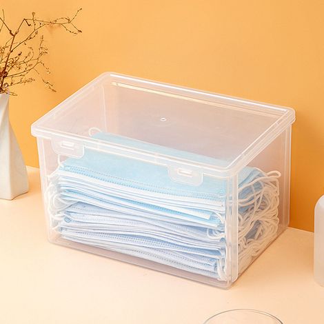Aufbewahrungsbox für Masken mit großem Fassungsvermögen für Schüler, zur Aufbewahrung von Gesichts- und Nasenmasken, Medikamentenboxen, transparente Aufbewahrungsbox für Hausmedikamente (große Größe) (1/5)