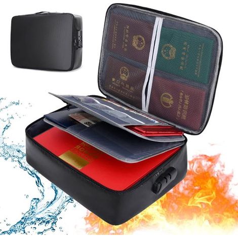 Caja para documentos con cerradura, caja de archivo ignífuga para documentos legales y objetos de valor, resistente al agua, de gran tamaño (1/5)