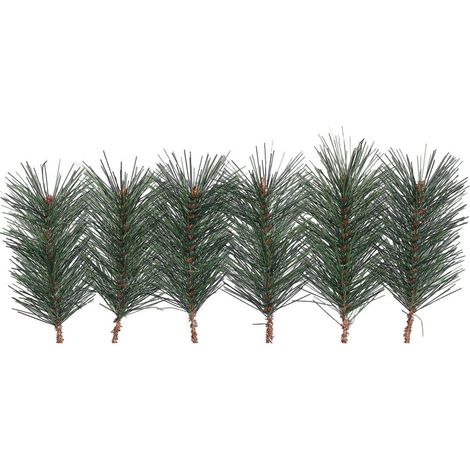 Mini Branches de sapin de noel artificiel X6 H 14 cm D 8 cm aiguilles vertes (1/3)