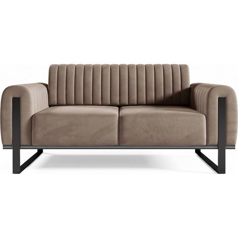 Selsey Parissa - Schlafsofa, Samt Beige schwarze Füße, 164 cm (1/5)