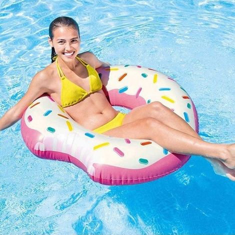 TRADE SHOP - Salvagente Ciambella Gonfiabile Stampa Donuts Mangiucchiata 107 Cm Mare Piscina - (1/5)