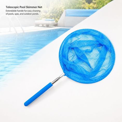 Écumoire de Piscine - Télescopique Métal/Plastique - Filet à Feuilles Rond 86x20cm pour Spa et Bassin Extérieur (1/5)
