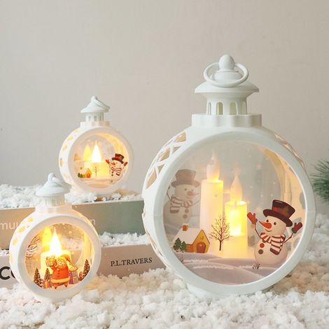 Bougie LED ronde rétro petite, en verre et plastique, avec élément LED, décoration de Noël pour la maison, Père Noël blanc (1/4)