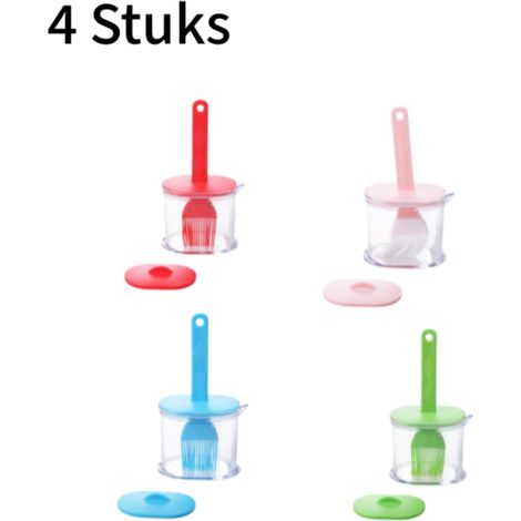 Brosses en silicone 4 pièces - silicone résistant à, barbecue et grillage - silicone alimentaire + poignée PP - 4 couleurs (vert (1/5)