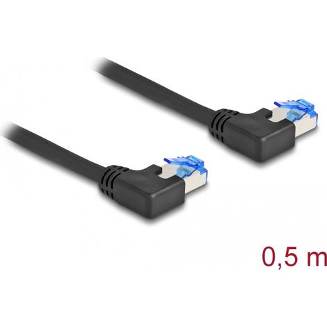 Delock Cable de red RJ45 Cat.6A S/FTP acodado a la izquierda 0,5 m negro