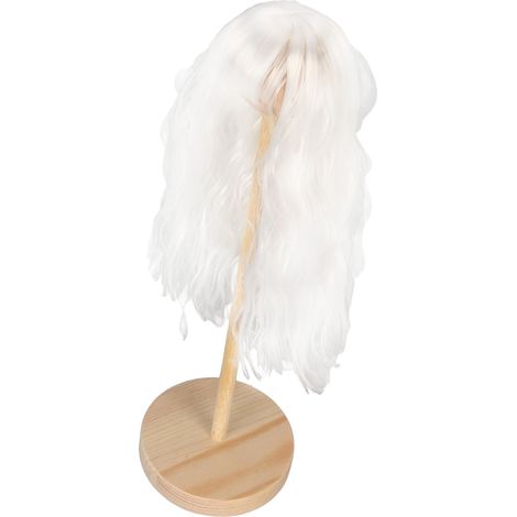 Perruque longue bouclée en soie haute température pour poupées, convient aux poupées de 1/6" (15,5-17 cm), blanc lunaire. (1/5)