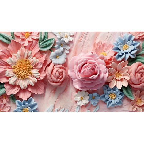 Papier peint panoramique - Fleurs 3D - 130 cm x 73 cm (1/2)