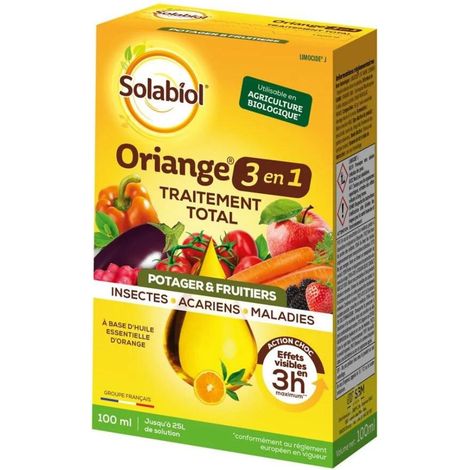 Traitement total 3 en 1 insecticide biologique – 100ml – Action rapide contre insectes et acariens – Utilisable en agriculture biologique – Solabiol