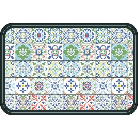 LAN Carreaux à motifs bleu-vert, 5080cm (terre de diatomées). Tapis de sol en terre de diatomées, tapis de bain, très absorbant, antidérapant (1/5)