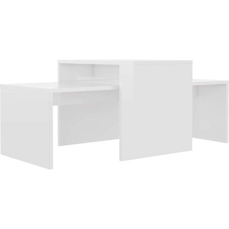 Ensemble de Tables basses de salon, Tables Café, Blanc brillant 100x48x40 cm Aggloméré OIB9716E (1/5)