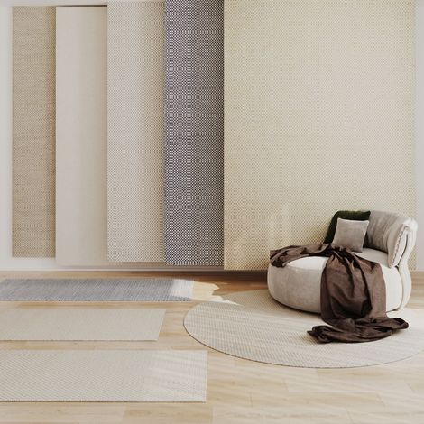 Kilim moderne Tapis Bohemian - Tapis en laine - 200x200cm, Round - 100% Laine vierge - Tissé main - Beige