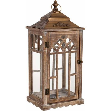 Farol de madera 26x21x58h cm