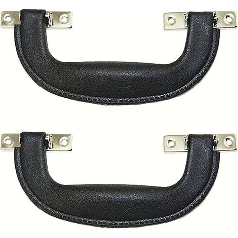 Poignée de valise vintage noire en similicuir, 1 pièce, sangle pour tiroir, porte ou meuble. (1/5)