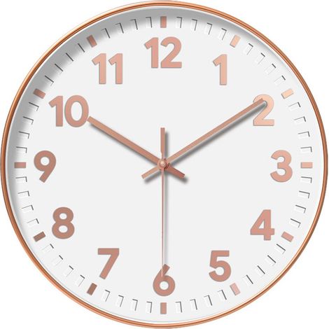 Moderne Wanduhr für den Innenbereich – Geräuschlose Quarzuhr ohne Ticken – Leuchtendes rundes Zifferblatt – Gut ablesbar – Für Küche und Wohnzimmer – Weiß – 30 cm (1/5)