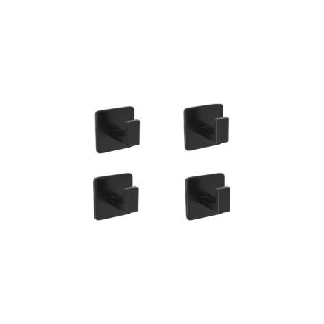 Set di 4 ganci da porta quadrati in metallo nero per accappatoi, ganci da parete in acciaio inox SUS 304 per asciugamani da bagno (nero opaco) - Crezuo
