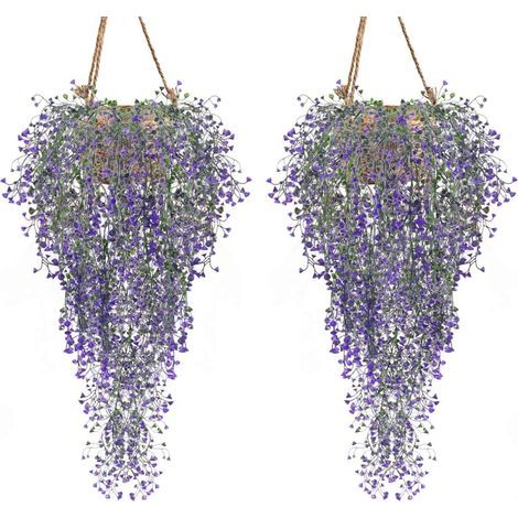 Artificial Plants Set of 2 Ivy Vine Artificial Plant Indoor Outdoor Artificial Flower for Wall and Garden Decoration - Purple (1/5)