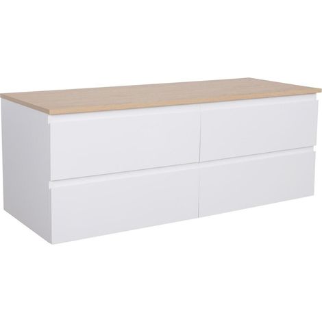 SORRENTO Doppelwaschtisch 120cm hängend - Holzoptik Arbeitsplatte