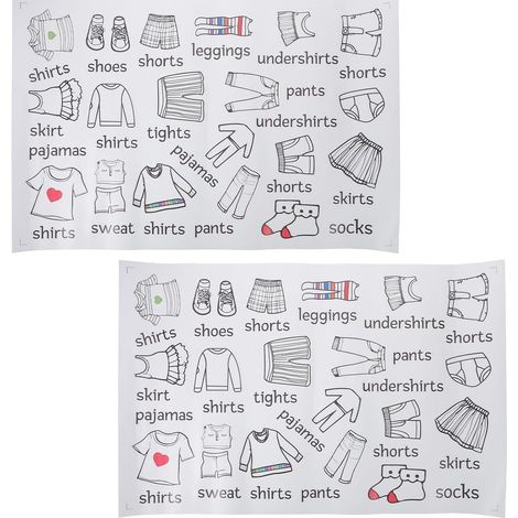 Autocollants de Tri de Vêtements pour Armoire, 2 Ensembles, Pvc Blanc (1/5)