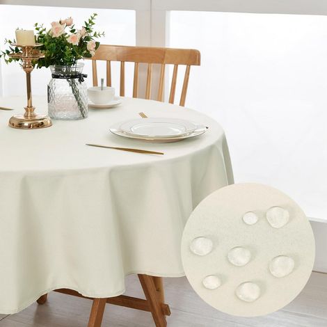 Nappe ronde 180cm Champagne, antitache et imperméable, lavable
