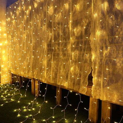 VURAHOME - Rideau Lumineux 6x3m, 600 LED Rideau Lumineux Noel Exterieur, Etanche IP44 Guirlande Lumineuse Rideau, Rideau LED avec 8 Modes & Prise UE, pour Noël, Mariage, Anniversaire, Fenêtre, Patio (1/5)