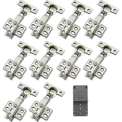 90 Degré Plein Recouvrante 26 mm Soft Close Charnieres avec Amortisseur Hydraulique Fermeture Automatique Charnière à Amorti pour Armoires de Porte Lot de 10 (1/5)