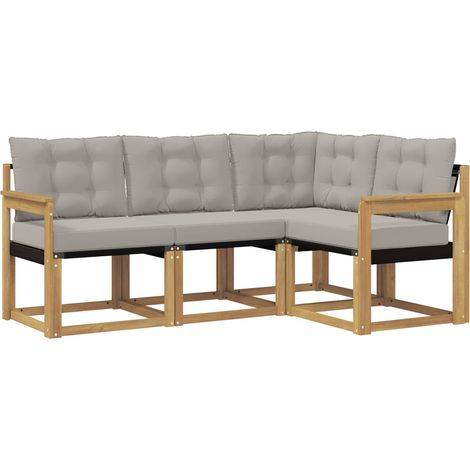 Set di divani da esterno 4 pcs Bianco e Grigio Chiaro vidaXL