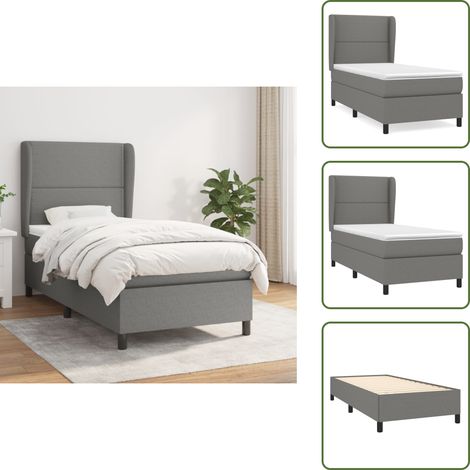 Boxspringbett mit Matratze Dunkelgrau 90x200 cm Stoff - Boxspringbett - Doppelbett - Bettenrahmen - Schlafsystem - Lattenrost (1/5)