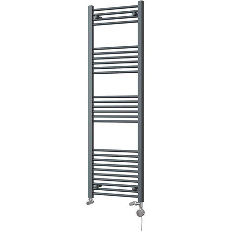 Zennor - Anthracite Dual Fuel Towel Rail H1600mm x W500mm Thermostatic - Straight (1/3)